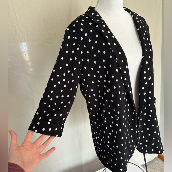 Polka Dot Blazer Maurices Versa Jacket open front black and white XXL elbow - Picture 4 of 16